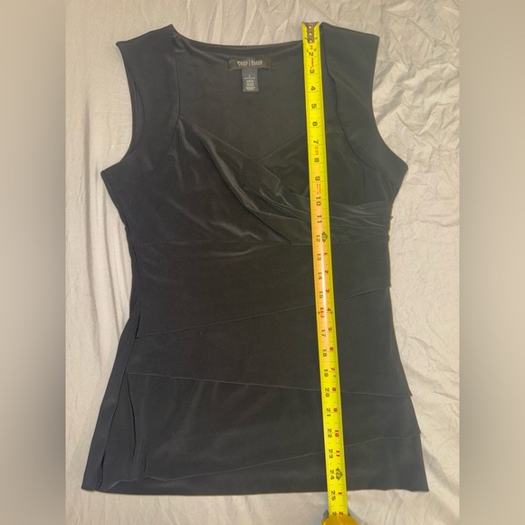 White House Black Market Size S Black Wrap-Look Tiered Top - Picture 2 of 5